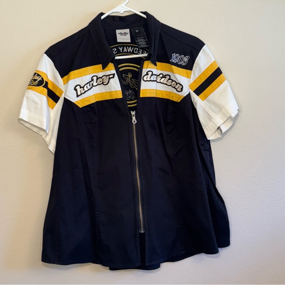 HARLEY-DAVIDSON Vintage Women's Zip Front Short Sleeve Speedway Spirit - Picture 9 of 15